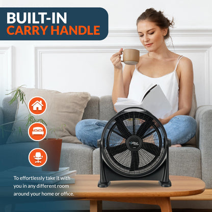 20” High Velocity Floor Fan Turbo 3 Speed Portable