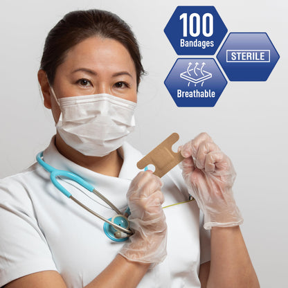 Sterile Fabric Fingertip & Knuckle Adhesive Bandages – 100ct