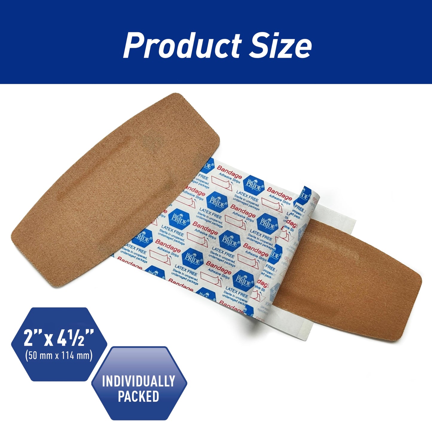 Sterile Flexible Fabric Adhesive Bandages – 2" × 4.5", 50 Ct