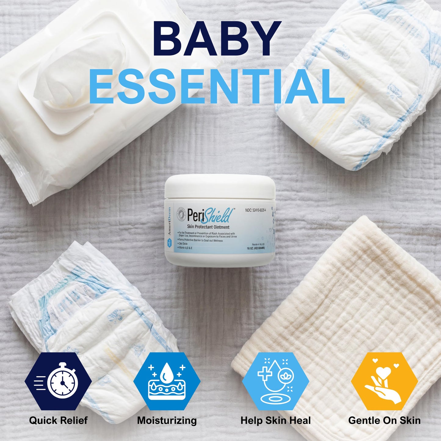 Diaper Rash Skin Protectant Ointment with Vitamins A, D & E - 16 oz
