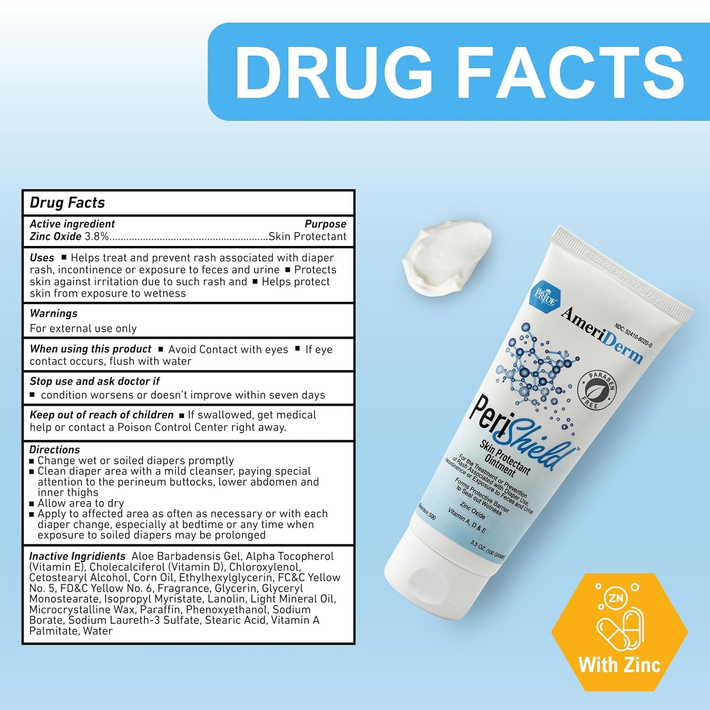 Diaper Rash Skin Protectant Ointment with Vitamins A, D & E - 3.5 oz