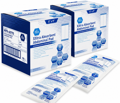 5" × 9" Extra Absorbent Sterile Abdominal ABD Pads – Individually Wrapped, 50ct
