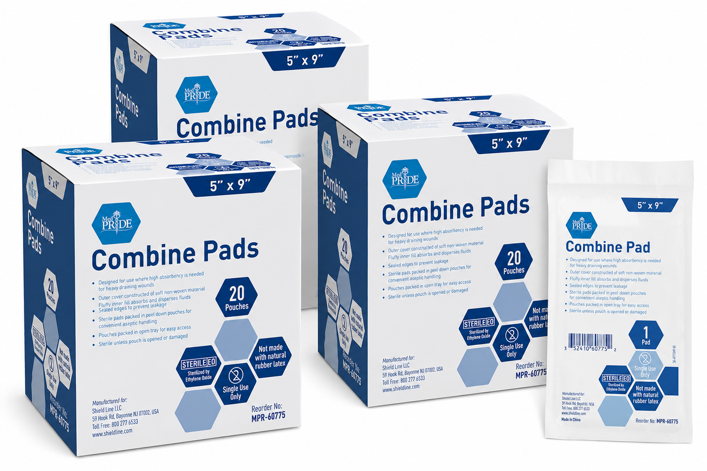 5” x 9” Sterile Combine ABD Pads – Individually Wrapped