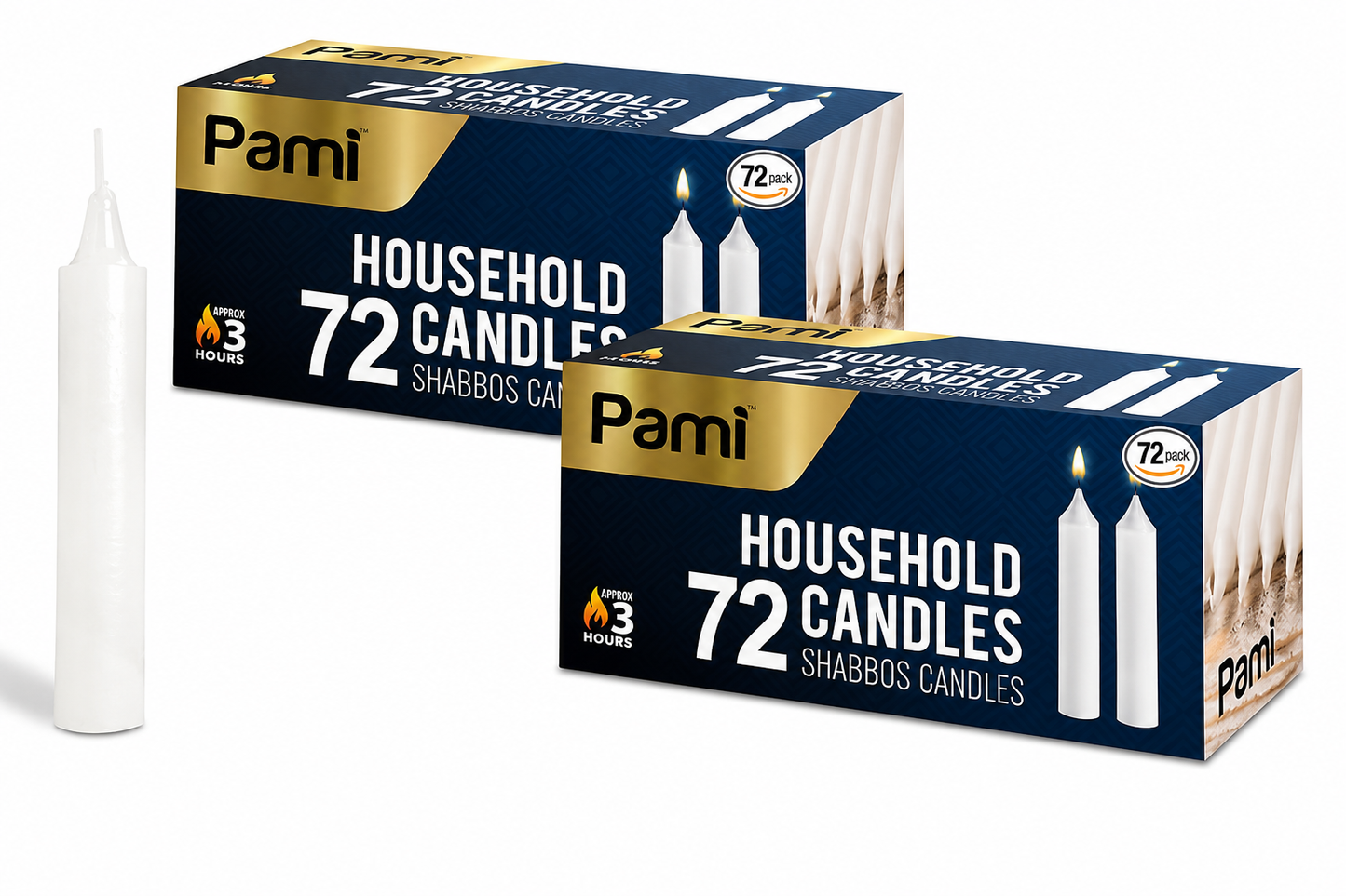Shabbat Household Candle Sticks, 3-Hour Burn - 72 Pack