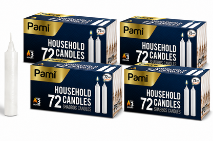 Shabbat Household Candle Sticks, 3-Hour Burn - 72 Pack