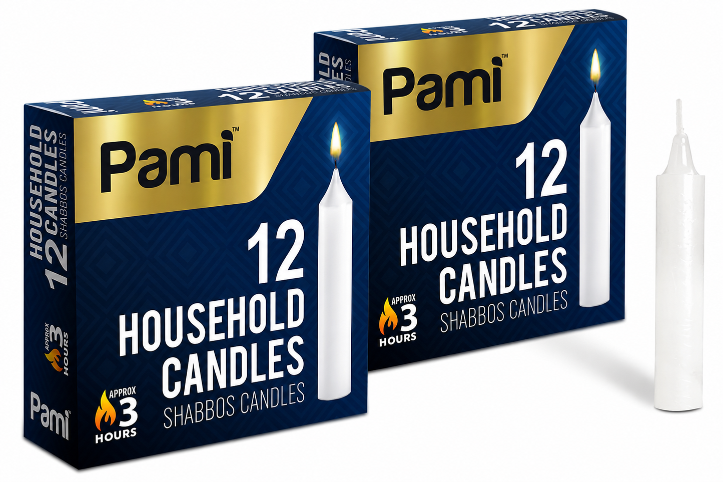Shabbat Household Candle Sticks, 3-Hour Burn - 12 Pack