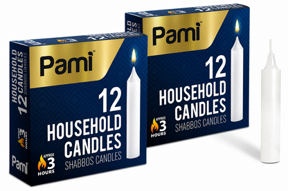 Shabbat Household Candle Sticks, 3-Hour Burn - 12 Pack