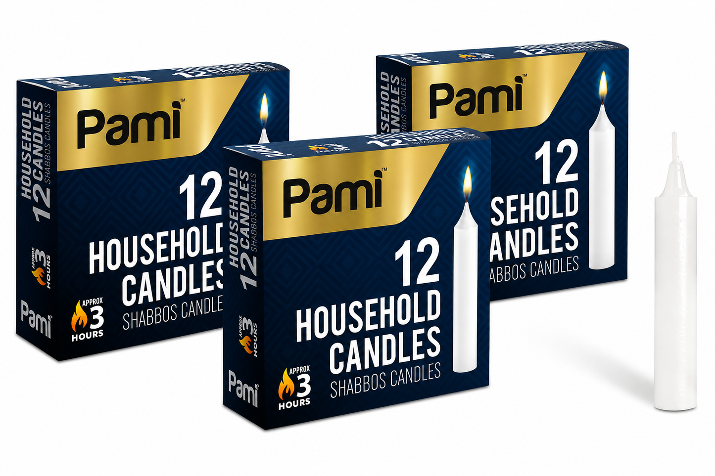 Shabbat Household Candle Sticks, 3-Hour Burn - 12 Pack