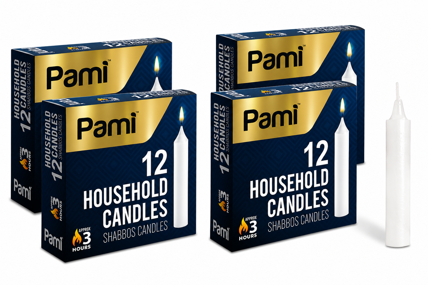 Shabbat Household Candle Sticks, 3-Hour Burn - 12 Pack