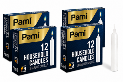 Shabbat Household Candle Sticks, 3-Hour Burn - 12 Pack