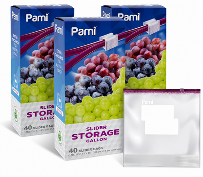 Gallon Size Slider Storage Bags, Expandable Bottom - 40 Pack