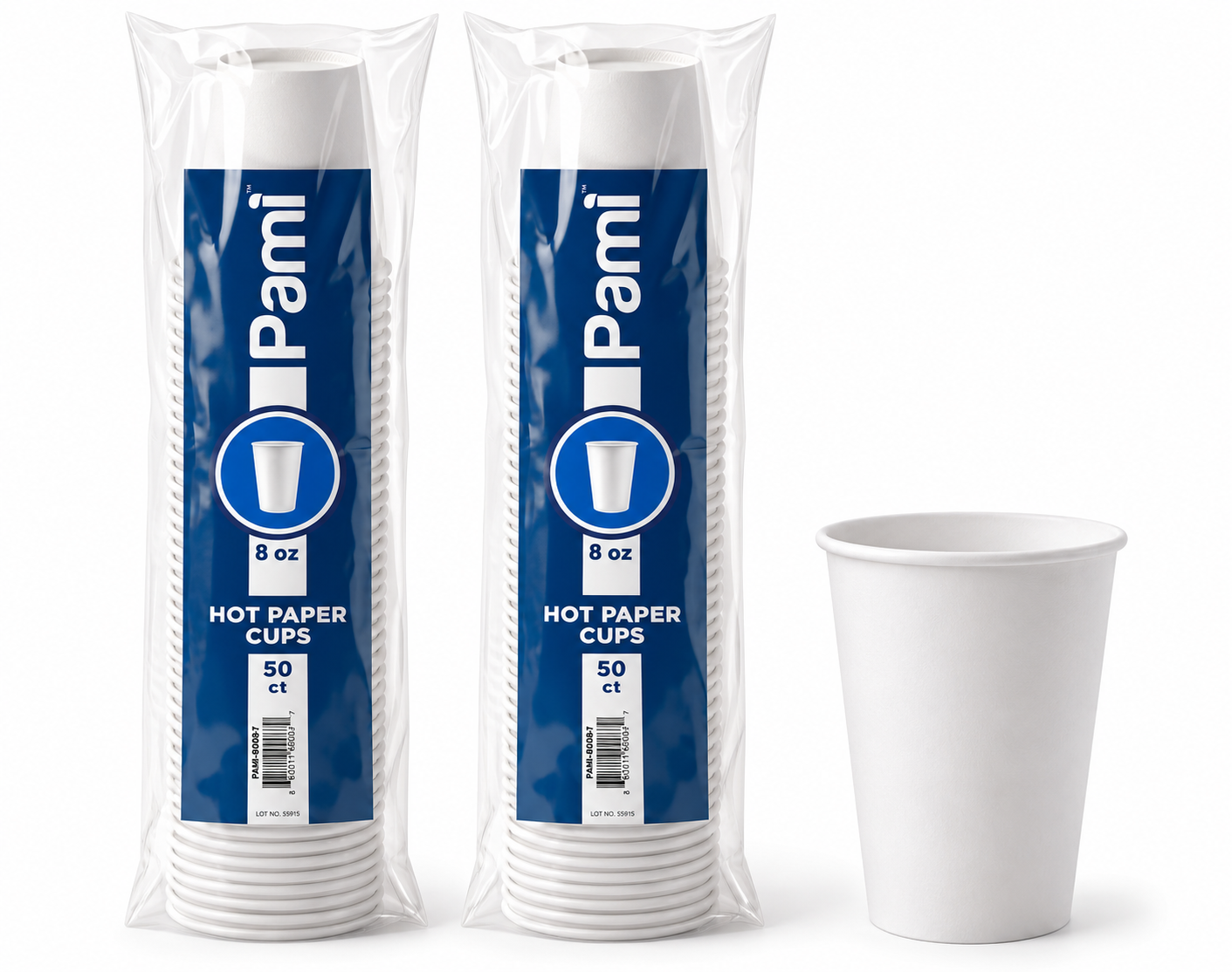 Disposable Paper Hot Coffee Cups - White, 8 oz