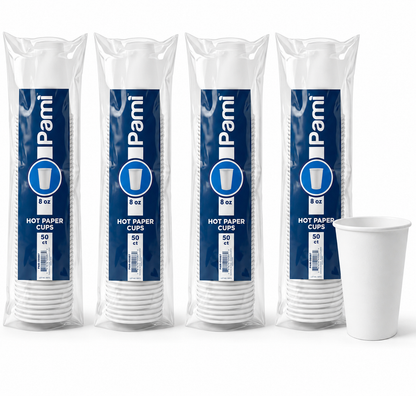 Disposable Paper Hot Coffee Cups - White, 8 oz