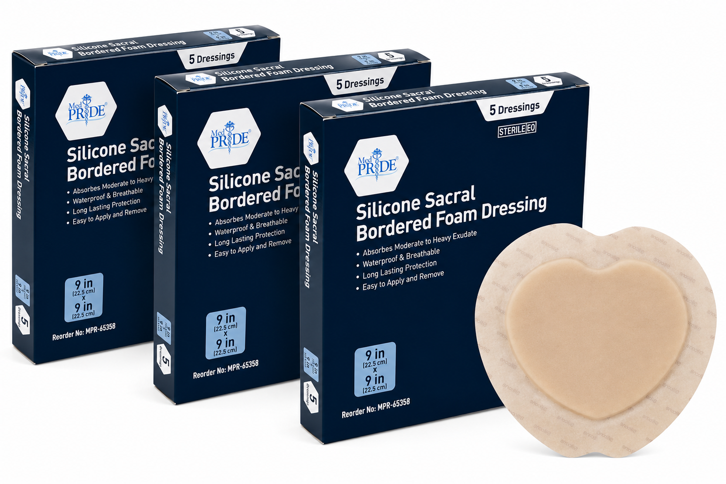 Sterile Sacral Silicone Foam Dressing – Waterproof Adhesive Border