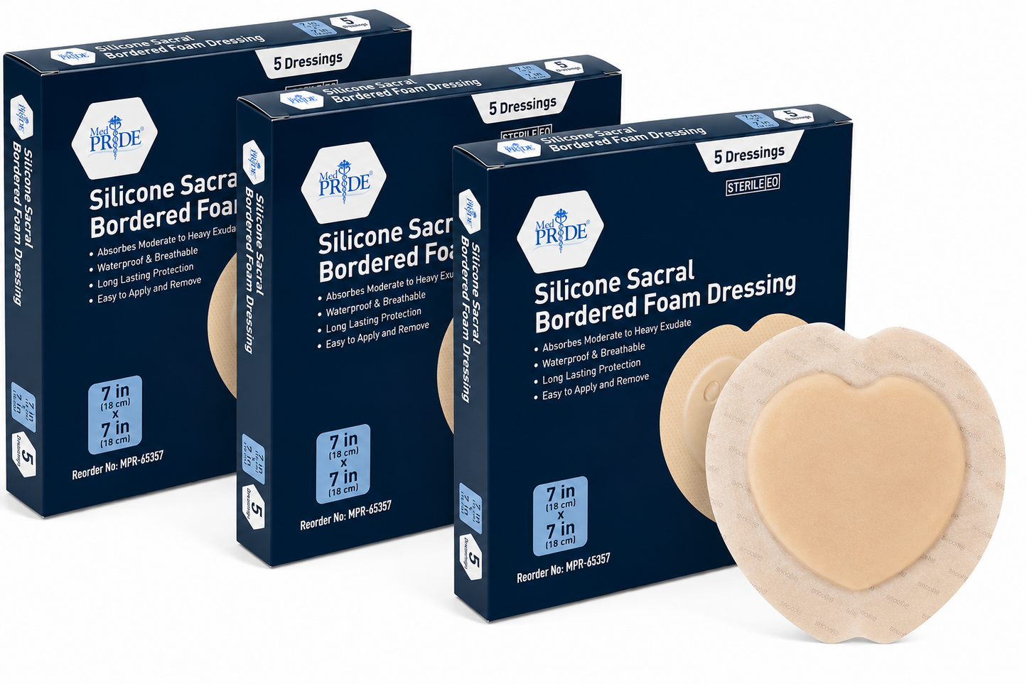 Sterile Sacral Silicone Foam Dressing – Waterproof Adhesive Border