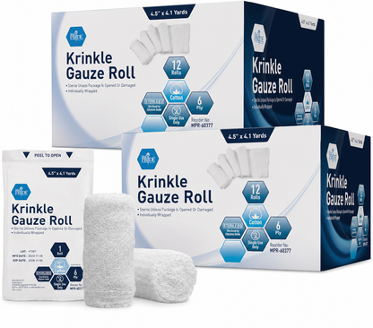 Sterile Krinkle Gauze Rolls – 6-Ply Absorbent Wound Dressing