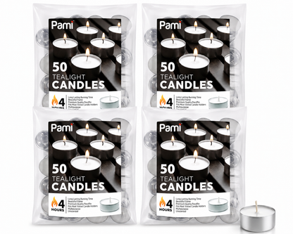 Tealight Candles – 4 Hour Burn Time, 50ct Bag