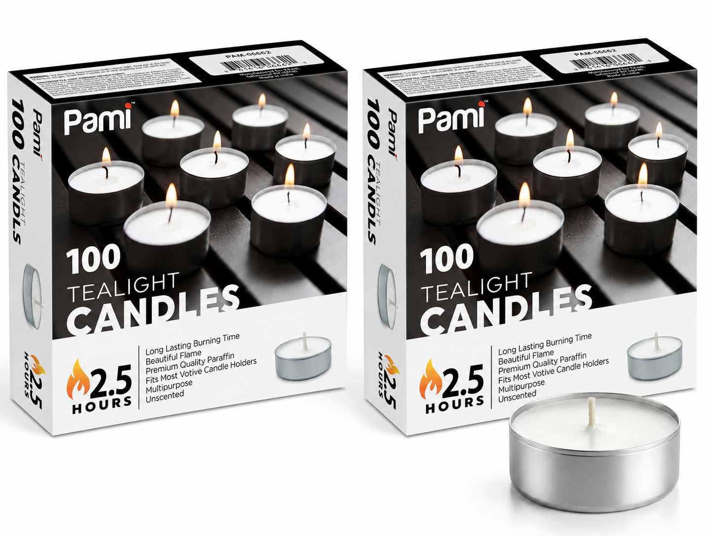 Tealight Candles – 2.5 Hour Burn Time, 100 Pack