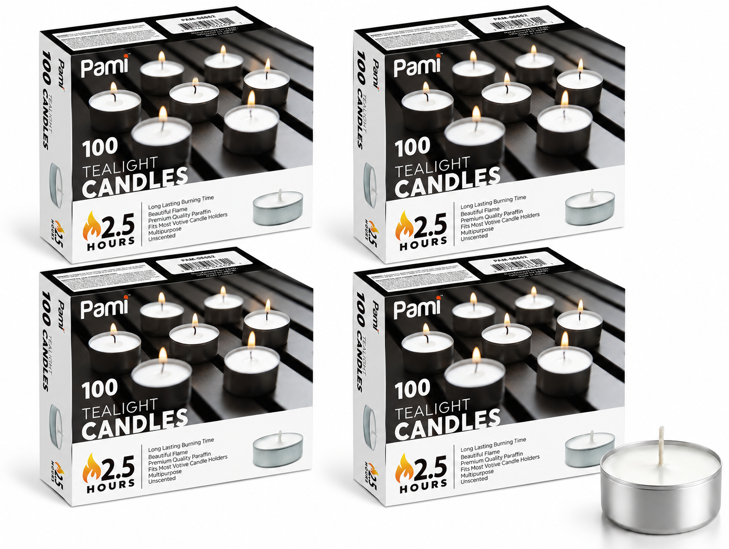Tealight Candles – 2.5 Hour Burn Time, 100 Pack