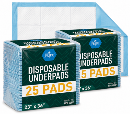 Disposable Underpads 23" x 36" – Super Absorbent Bed Pads - Blue
