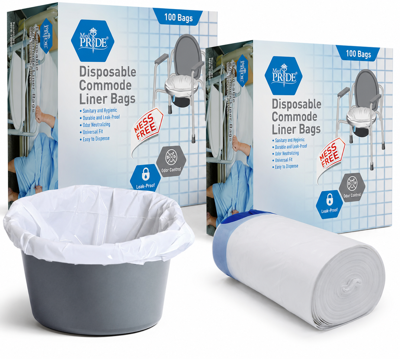 Disposable Commode Liner Bags with Drawstring
