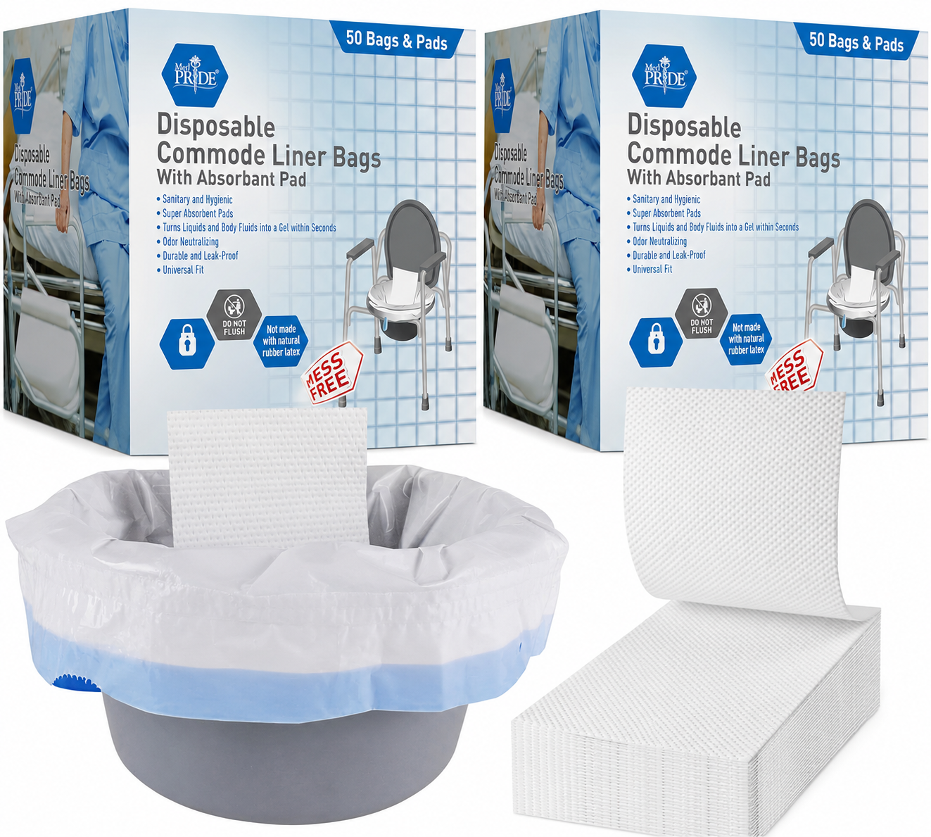 Disposable Commode Liner Bags With Absorbent Pad