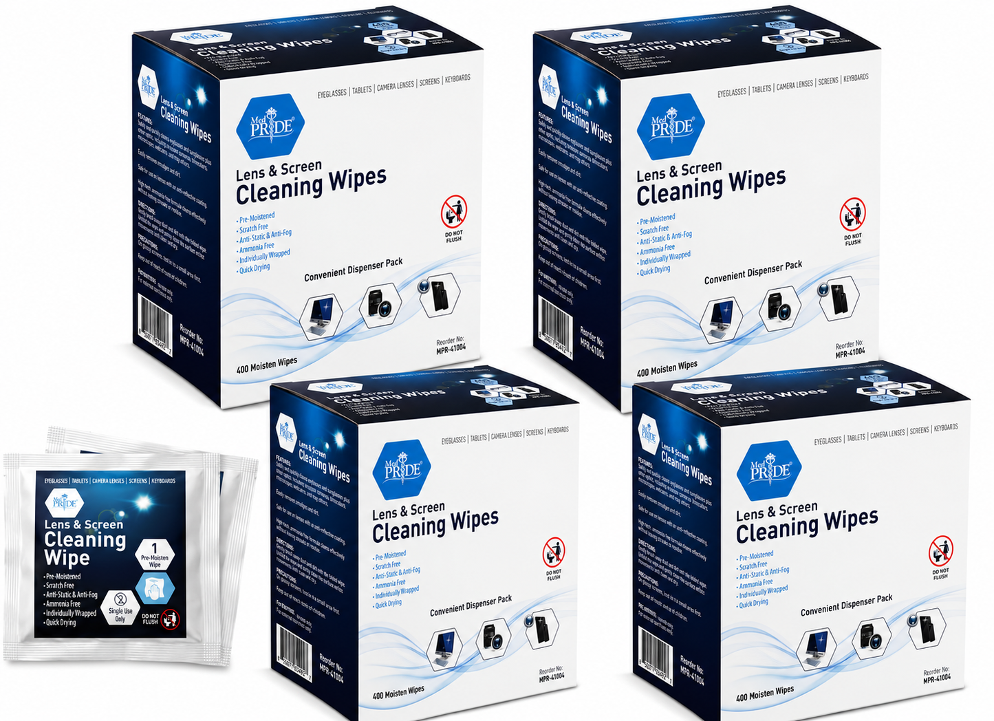 Lens & Screen Cleaning Wipes, Pre-Moistened - 400ct Box