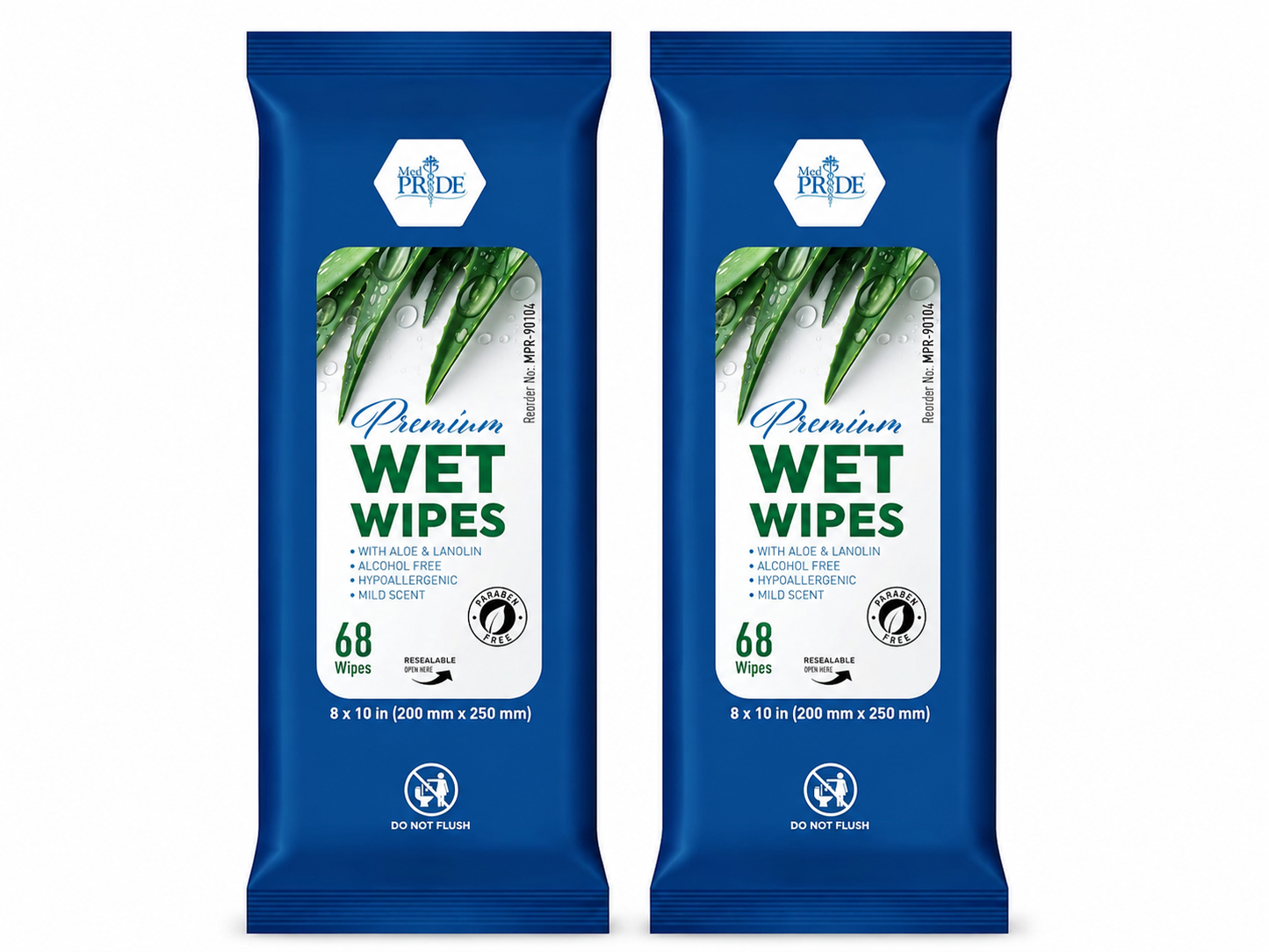 XL Premium Wet Wipes – 8" × 10", Aloe & Lanolin, Alcohol-Free