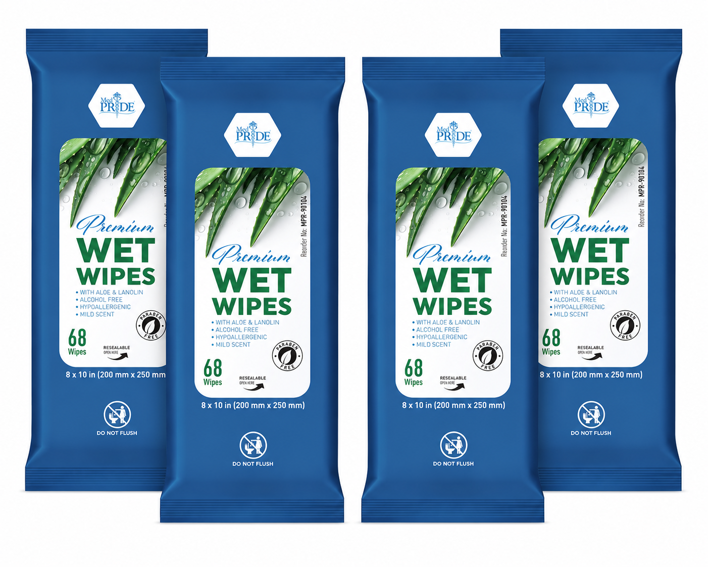 XL Premium Wet Wipes – 8" × 10", Aloe & Lanolin, Alcohol-Free