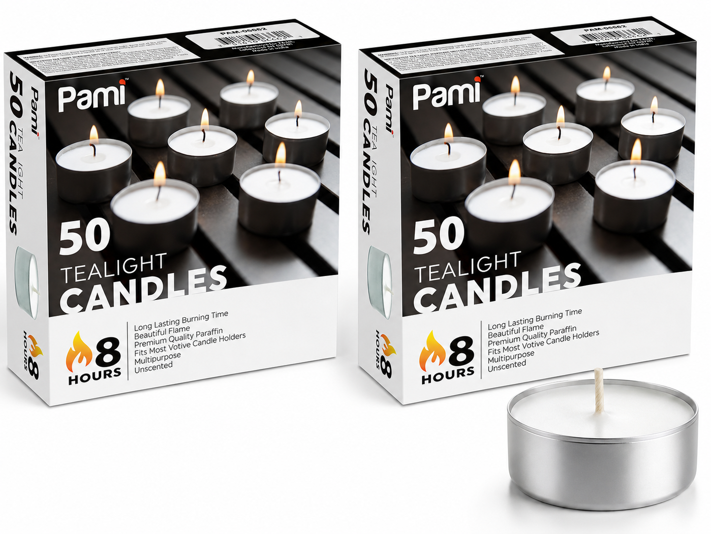 Tealight Candles, 8 Hour Burn - 50 Pack