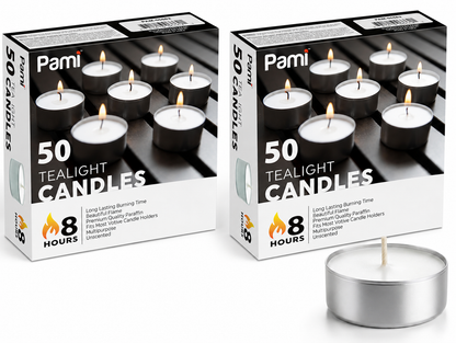 Tealight Candles, 8 Hour Burn - 50 Pack