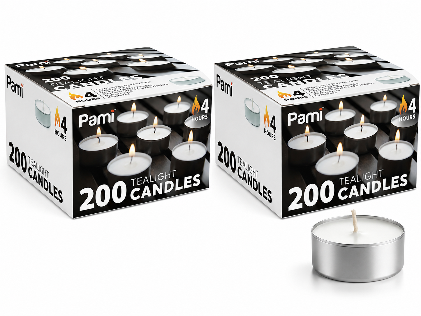 Tealight Candles – 4 Hour Burn Time, 200 Pack