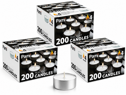 Tealight Candles – 4 Hour Burn Time, 200 Pack