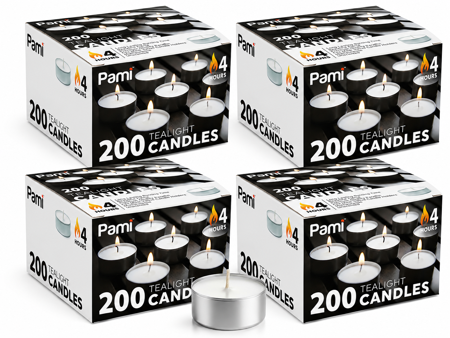 Tealight Candles – 4 Hour Burn Time, 200 Pack