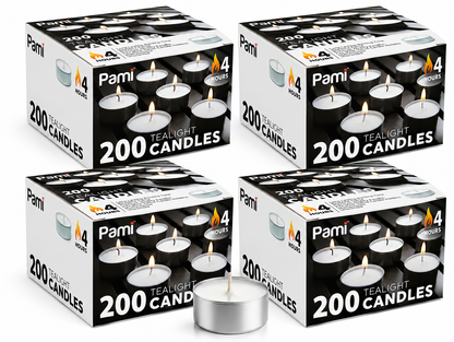Tealight Candles – 4 Hour Burn Time, 200 Pack