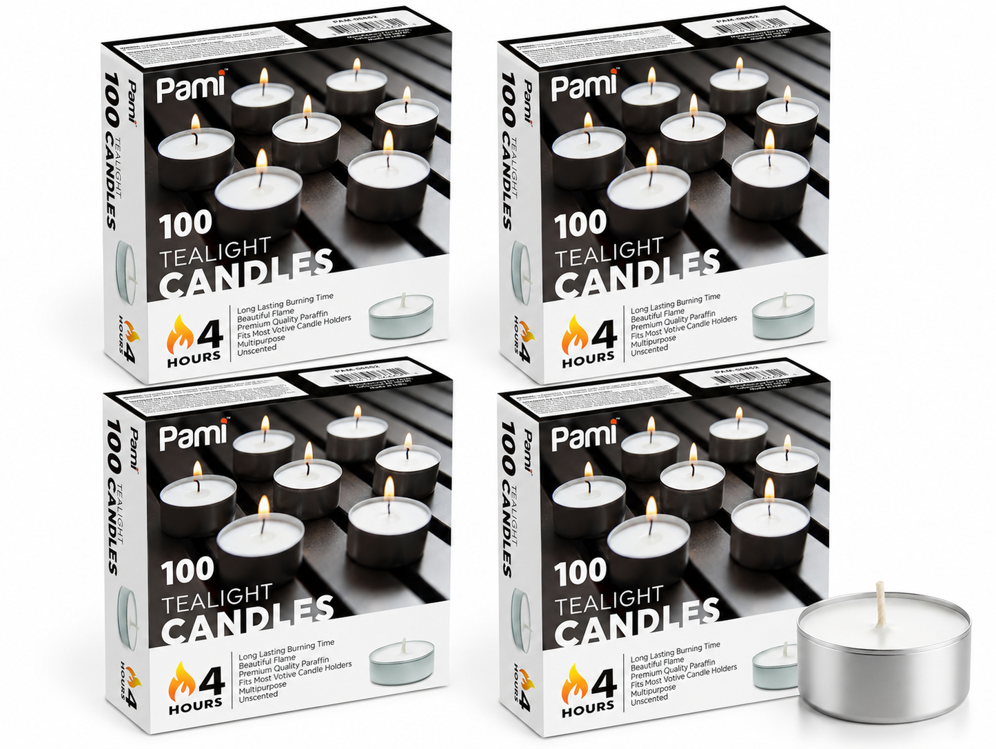 Tealight Candles – 4 Hour Burn Time, Box of 100