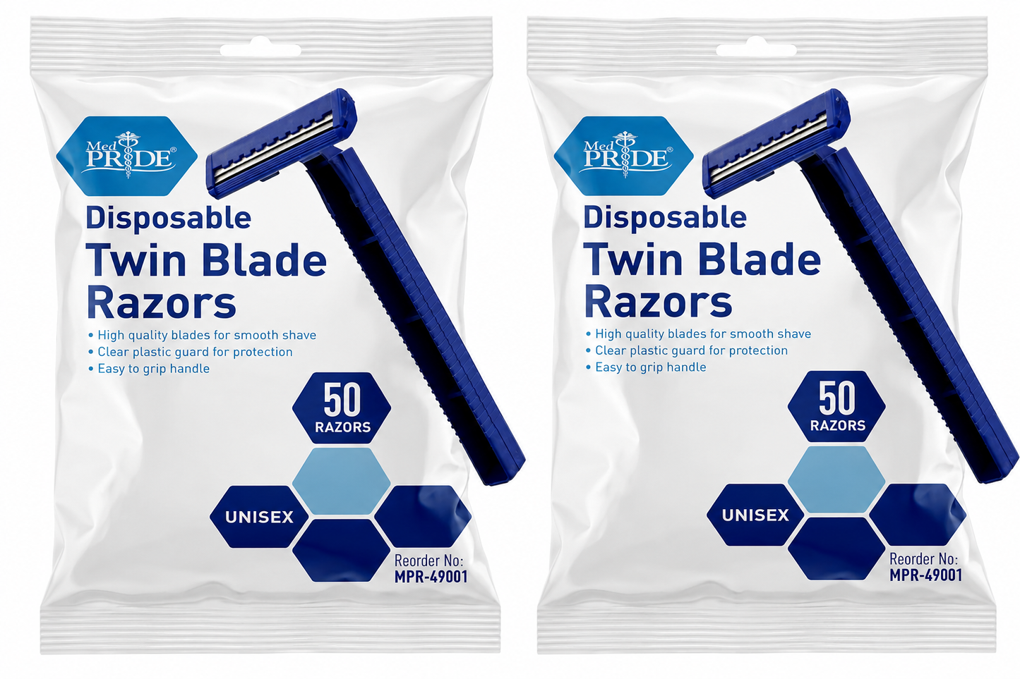 Disposable Twin Blade Shaving Razors – 50 Ct Bag