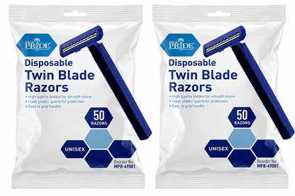 Disposable Twin Blade Shaving Razors – 50 Ct Bag