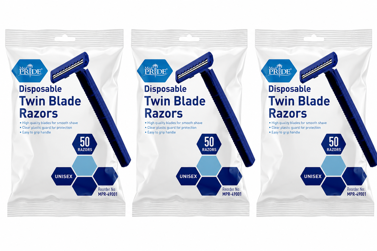 Disposable Twin Blade Shaving Razors – 50 Ct Bag
