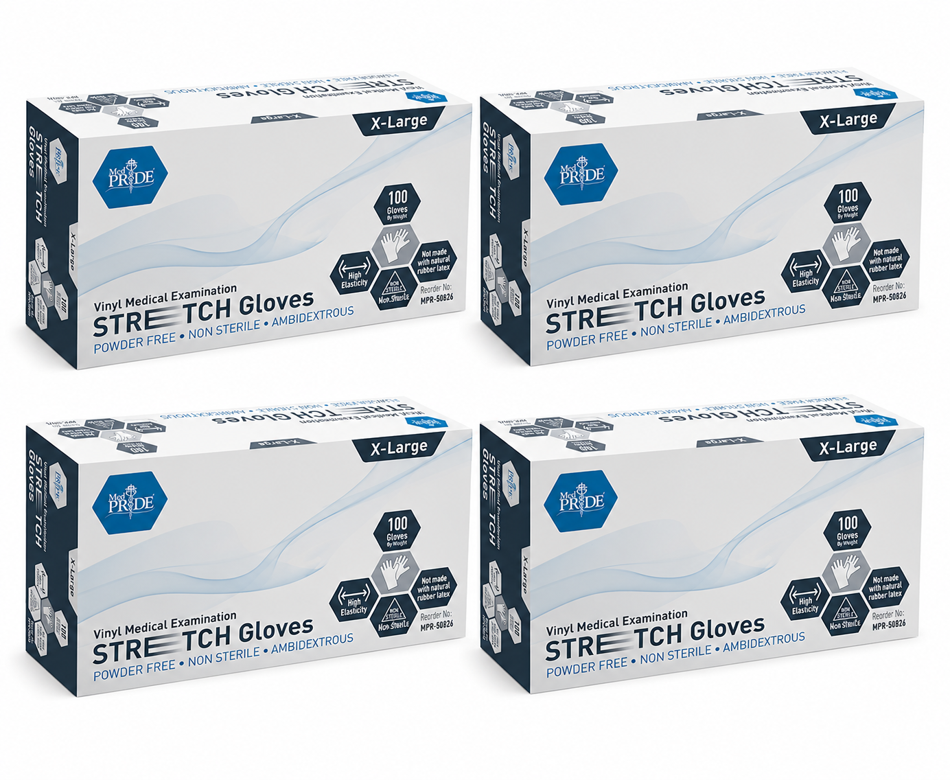 Ultra-Stretch Vinyl Medical Examination Gloves - Box of 100