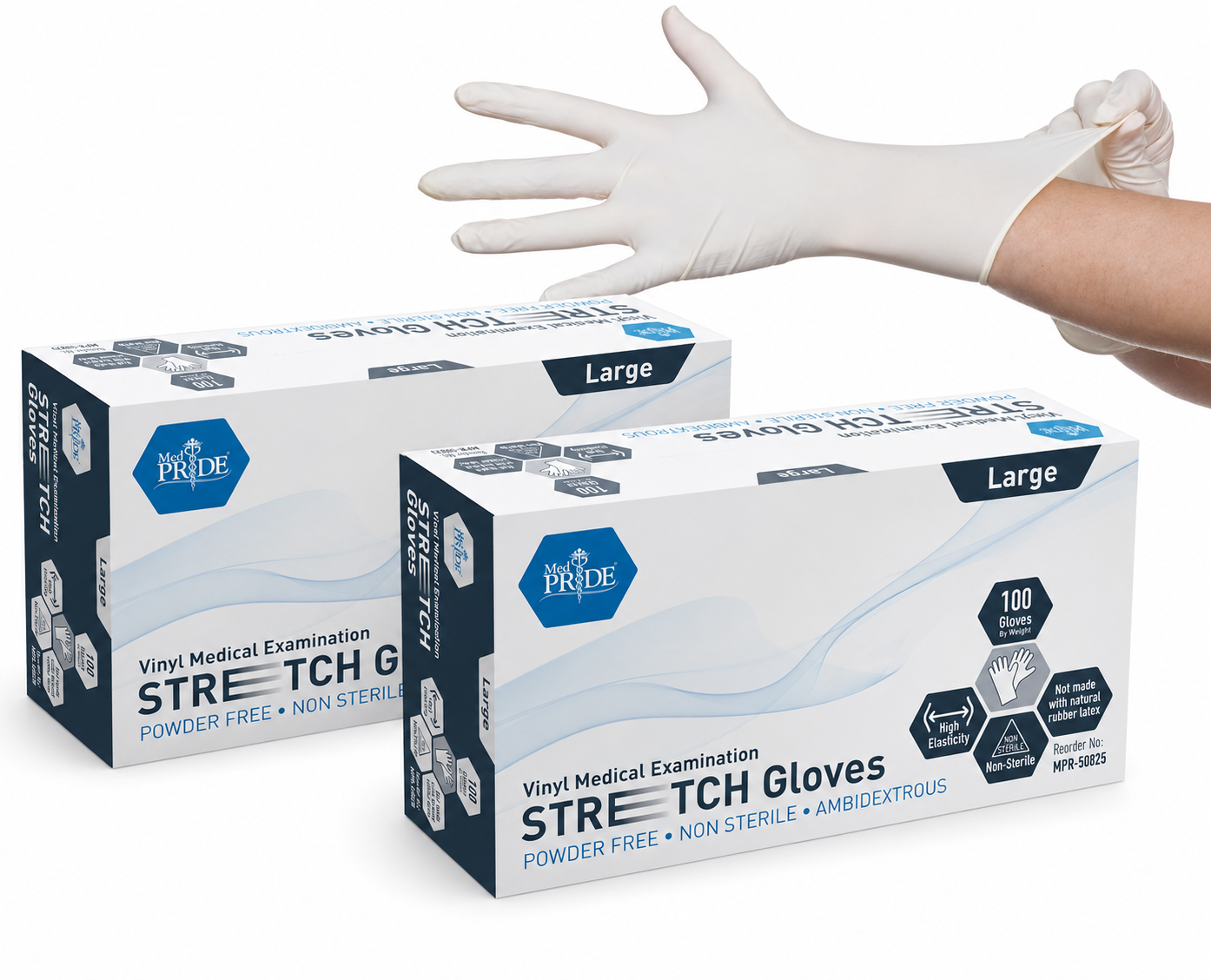 Ultra-Stretch Vinyl Medical Examination Gloves - Box of 100
