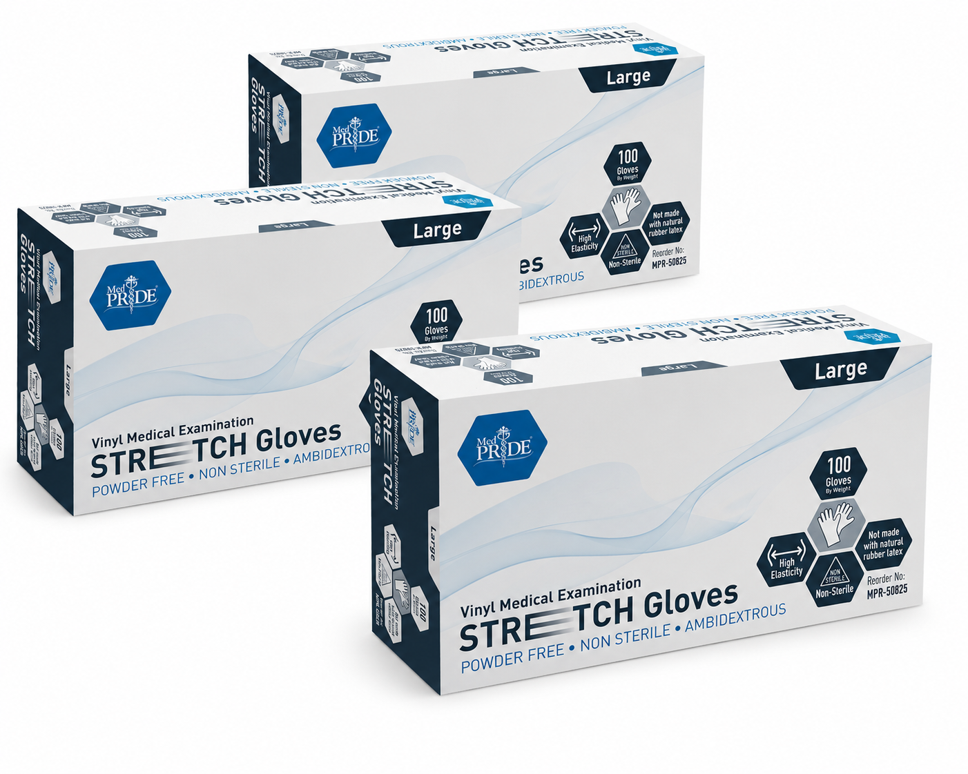 Ultra-Stretch Vinyl Medical Examination Gloves - Box of 100