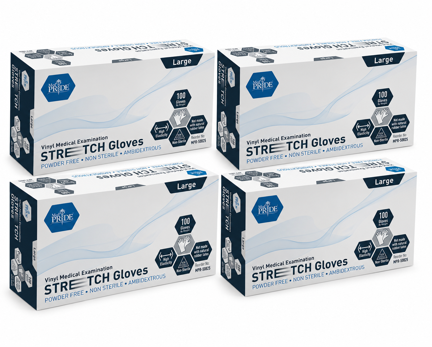 Ultra-Stretch Vinyl Medical Examination Gloves - Box of 100