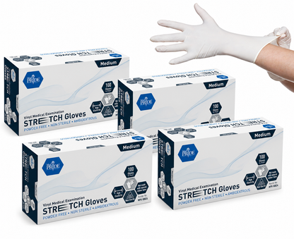Ultra-Stretch Vinyl Medical Examination Gloves - Box of 100