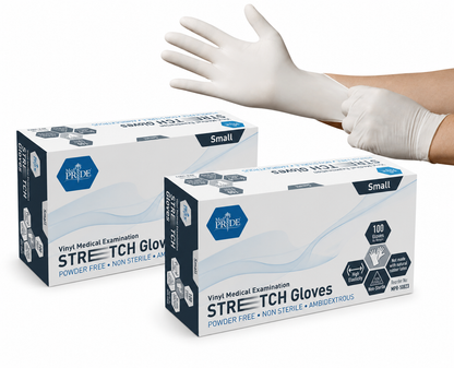Ultra-Stretch Vinyl Medical Examination Gloves - Box of 100