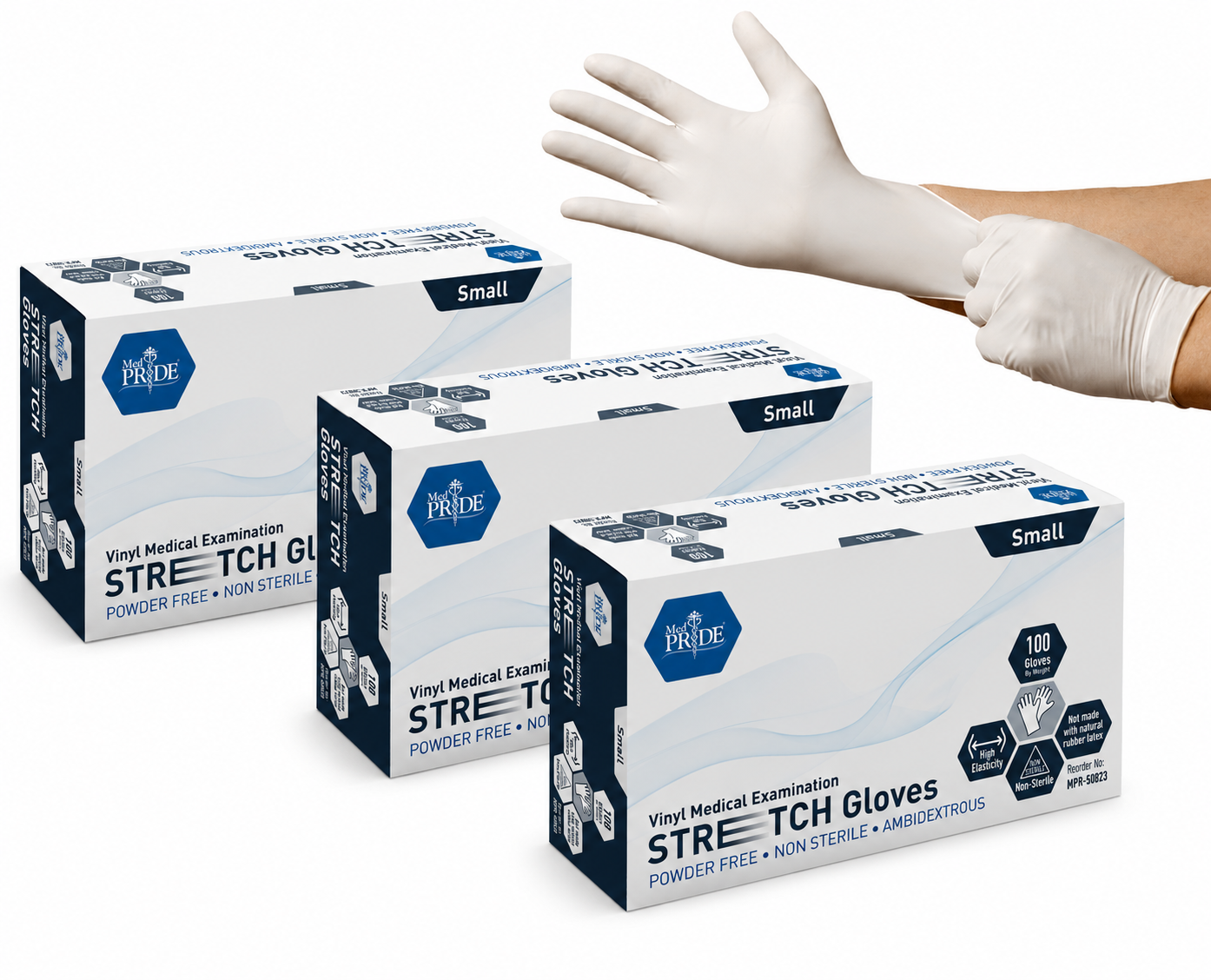 Ultra-Stretch Vinyl Medical Examination Gloves - Box of 100