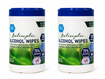 Antiseptic Alcohol Wipes with Aloe Vera – 5.5" × 7.8"