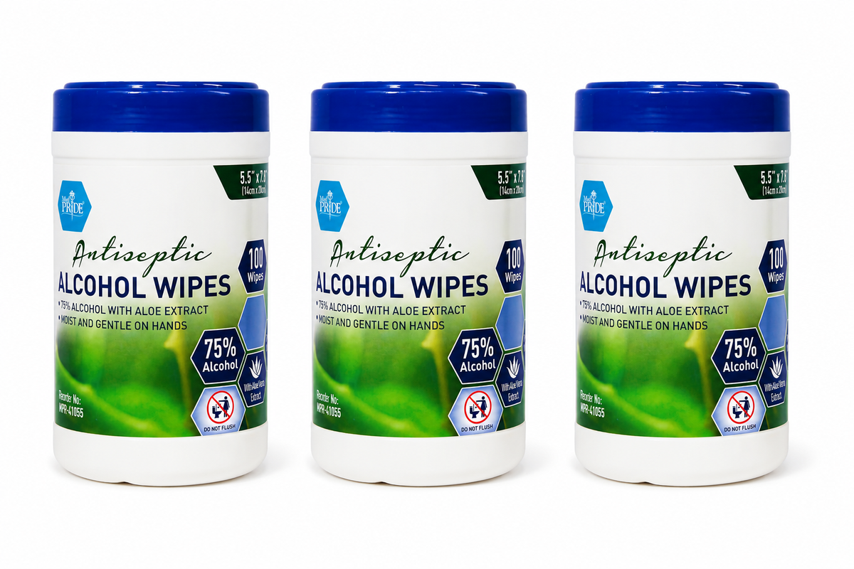 Antiseptic Alcohol Wipes with Aloe Vera – 5.5" × 7.8"