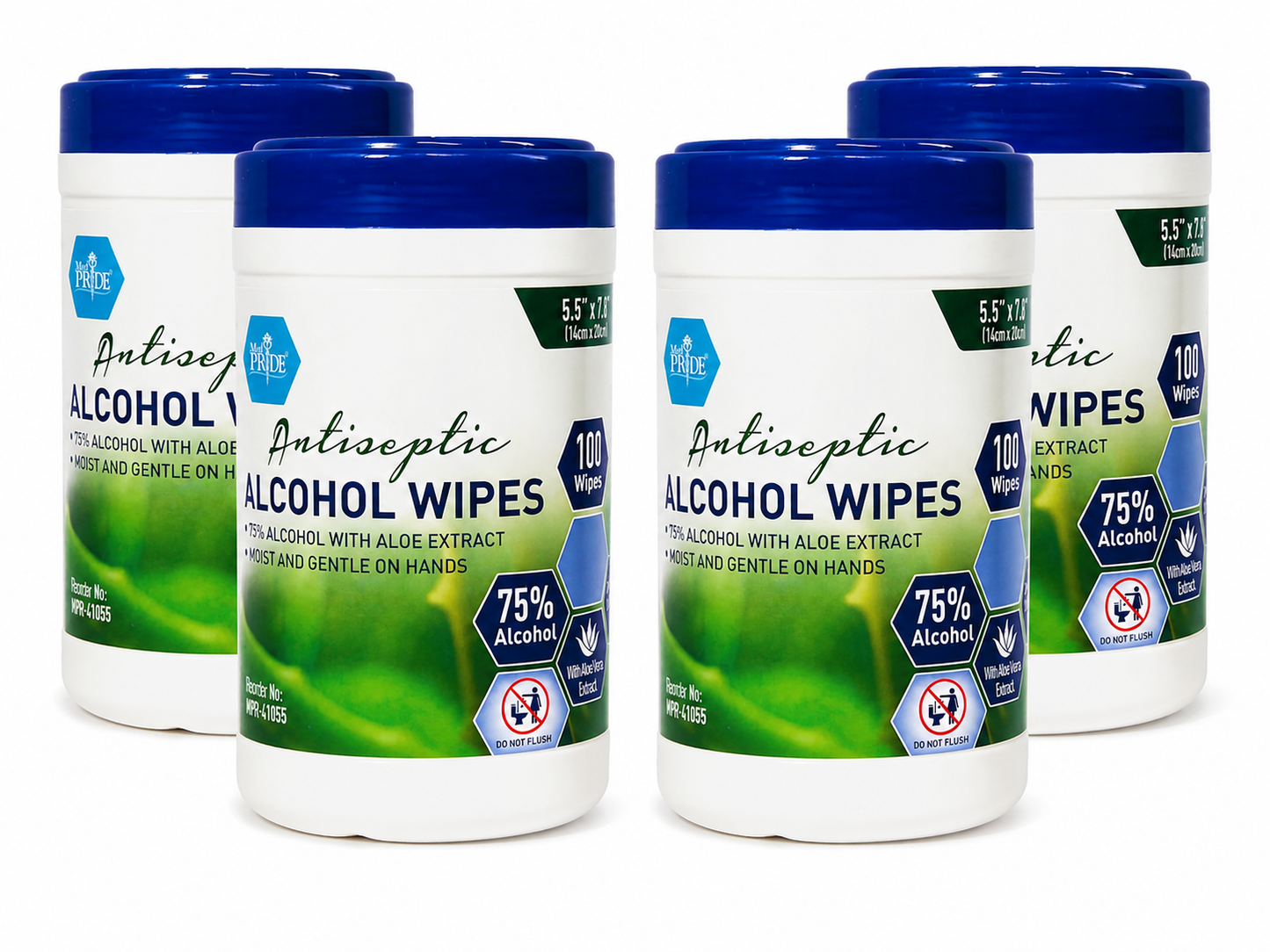 Antiseptic Alcohol Wipes with Aloe Vera – 5.5" × 7.8"