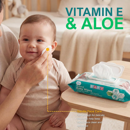 Scented Extra Soft Baby Wipes – Aloe & Vitamin E, Alcohol-Free